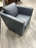 BLUE LEATHER SWIVEL CHAIR