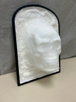 PAPER MACHE SKULL IN CLOTH HANGING