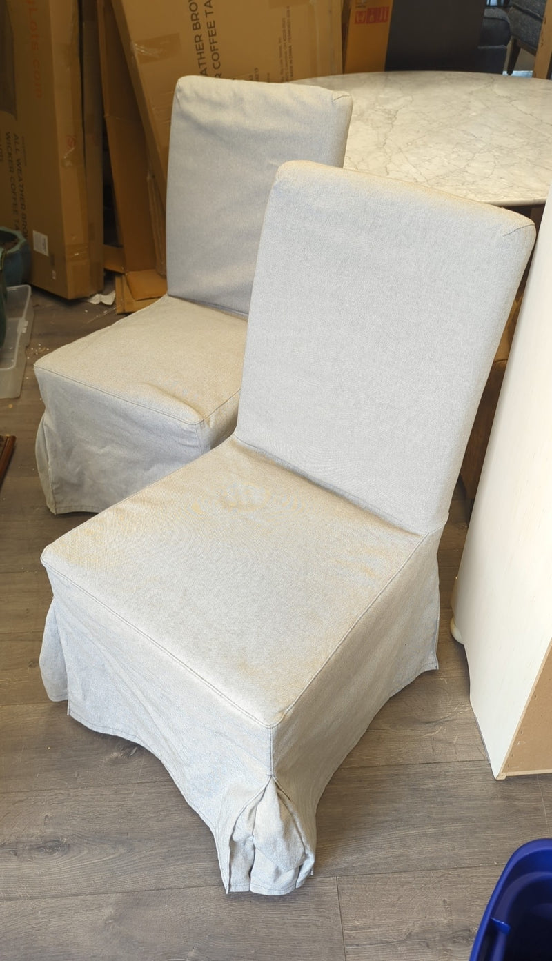 2 GREY UPHOL PARSONS CHAIRS