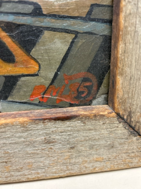 TRAIN PAINTING ON SLATE