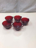 5 RED TEACUPS