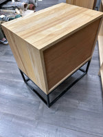 BLONDE WOOD METAL NIGHTSTAND