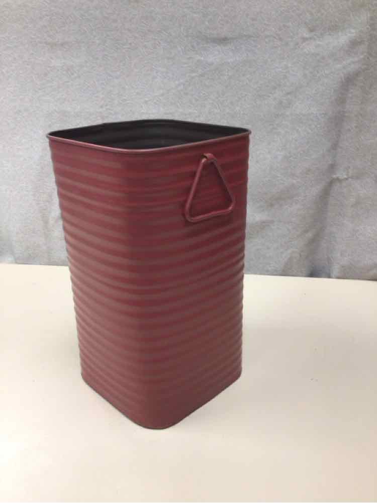 TALL RED METAL CONTAINER