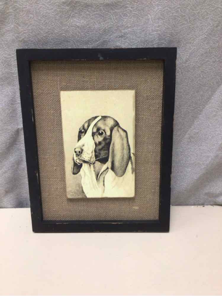 FRAMED BASSET HOUND ART