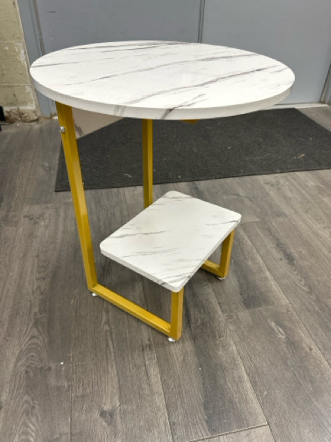 WHITE GOLD 2 TIER SIDE TABLE