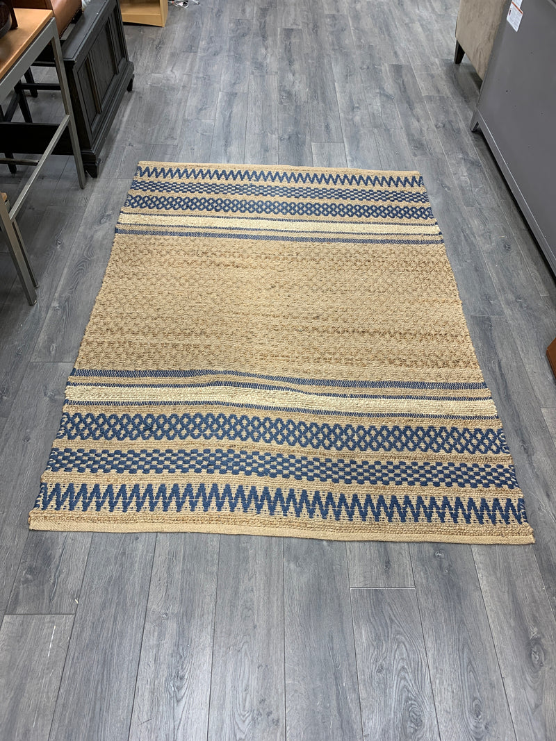 BROWN BLUE JUTE RUG