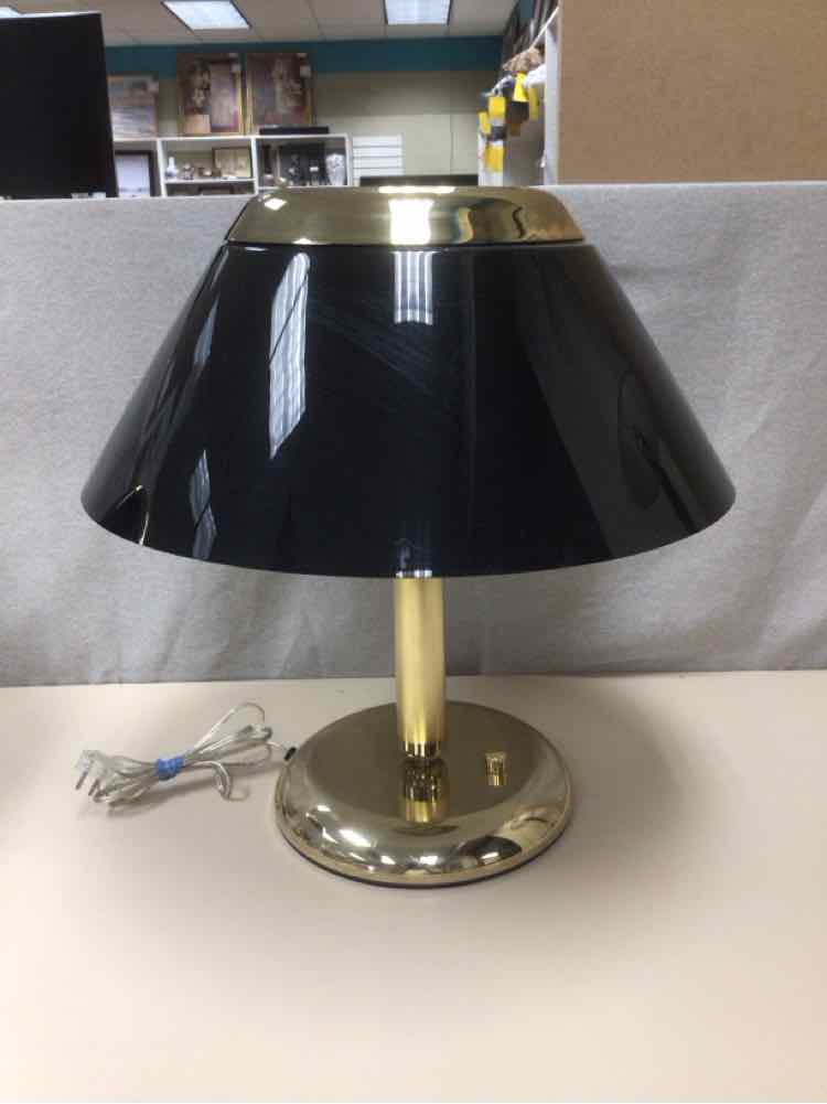 VTG BLACK SHADE BRASS LAMP