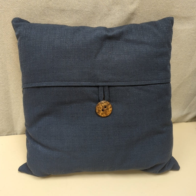 DARK BLUE PILLOW W/BUTTON