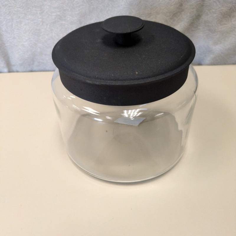 BLACK LIDDED GLASS CONTAINER