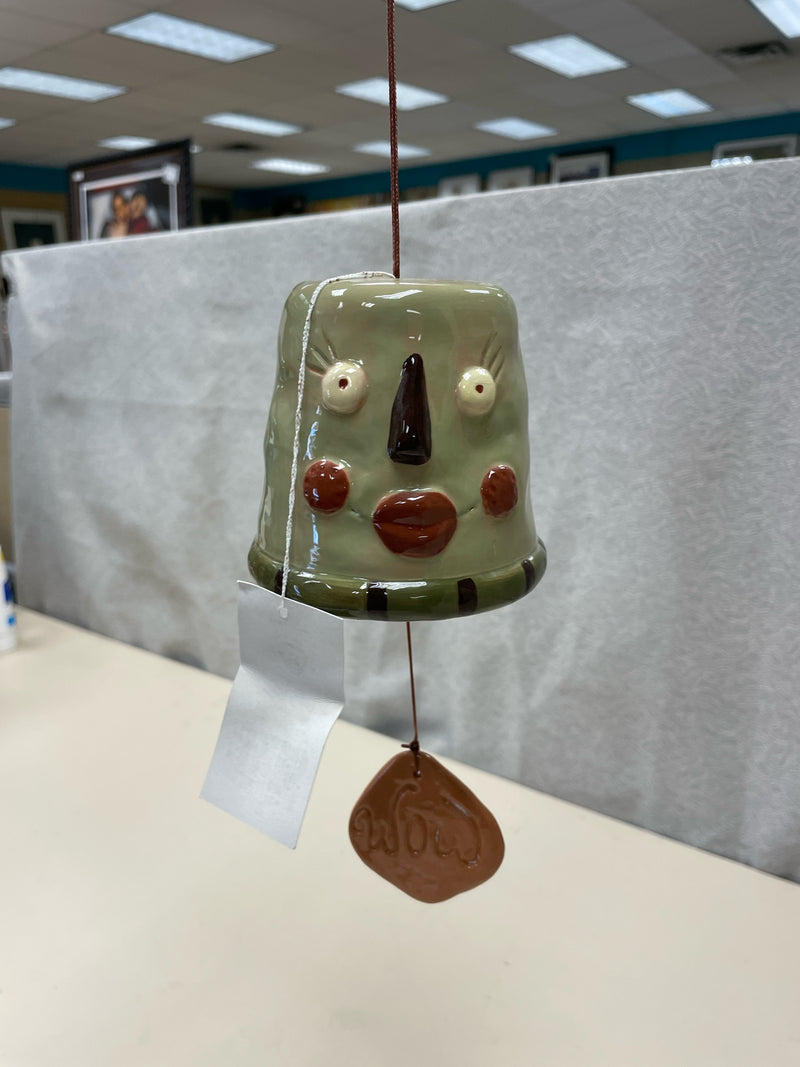 TAN GREEN CERAMIC WIND CHIME