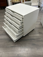 WHITE 6 FLAT FILE ROLLING CABINET