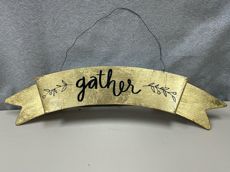 GOLD "GATHER" METAL SIGN