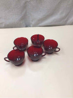 5 RED TEACUPS