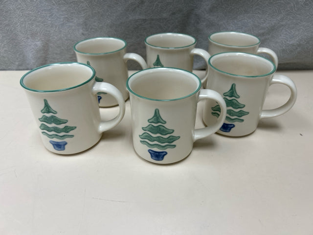 6 WINTER TREE MUGS