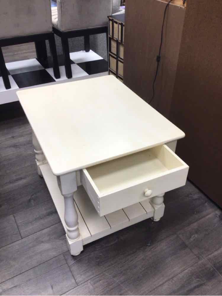 LARGE CREAM NIGHTSTAND WITH DRAWER