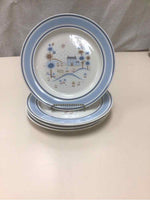 4 SMALL BLUE/BROWN PLATES