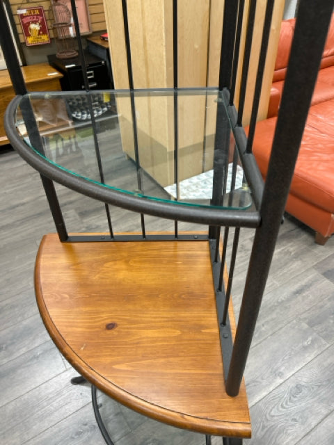 WOOD METAL CORNER BAKERS RACK