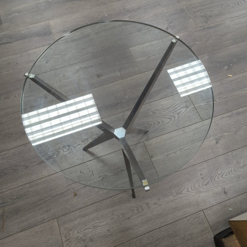 GLASS TOP METAL END TABLE