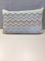 GREEN/BLUE/TAN ZIG ZAG PILLOW