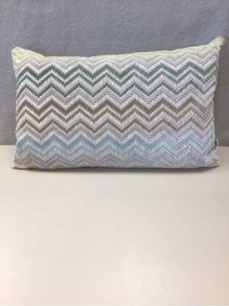 GREEN/BLUE/TAN ZIG ZAG PILLOW