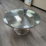 ROUND METAL GLASS TOP COFFEE TABLE