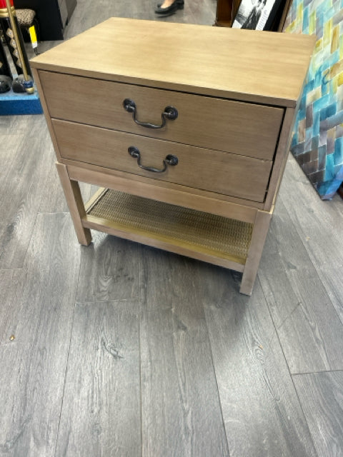 BROWN WOOD 2 DRAWER NIGHTSTAND