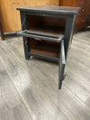 BLACK END TABLE W/GLASS CABINET