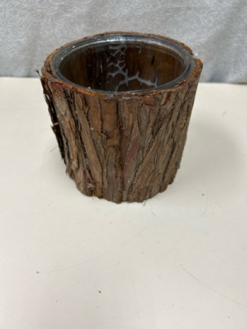 BARK COVERED GLASS CONTAINER