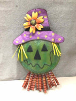 GREEN/PURPLE METAL SCARECROW HEAD