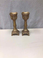 2 ORNATE GOLD CANDLESTICKS