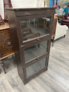 DARK WOOD GLASS BARRISTER BOOKCASE