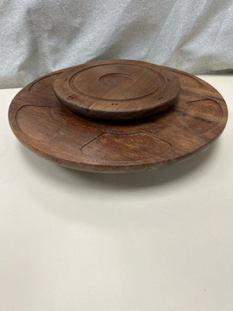 ROUND 2-TIER WOOD LAZY SUSAN