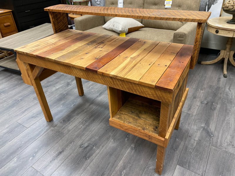 RECLAIMED WOOD DESK W/ SHELF & CUBBY