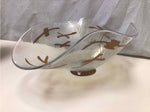 1980'S BROWN CLEAR RIPPLE GLASS BOWL
