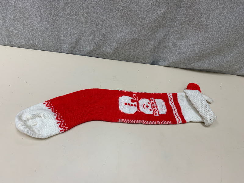 RED WHITE SNOWMAN STOCKING