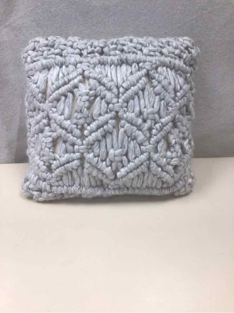 GRAY CROCHETED THROW PILLOW