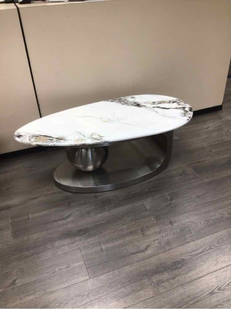 WHITE ROUND MARBLE COFFEE TABLE