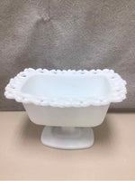 VINTAGE GLASS PEDESTAL BOWL