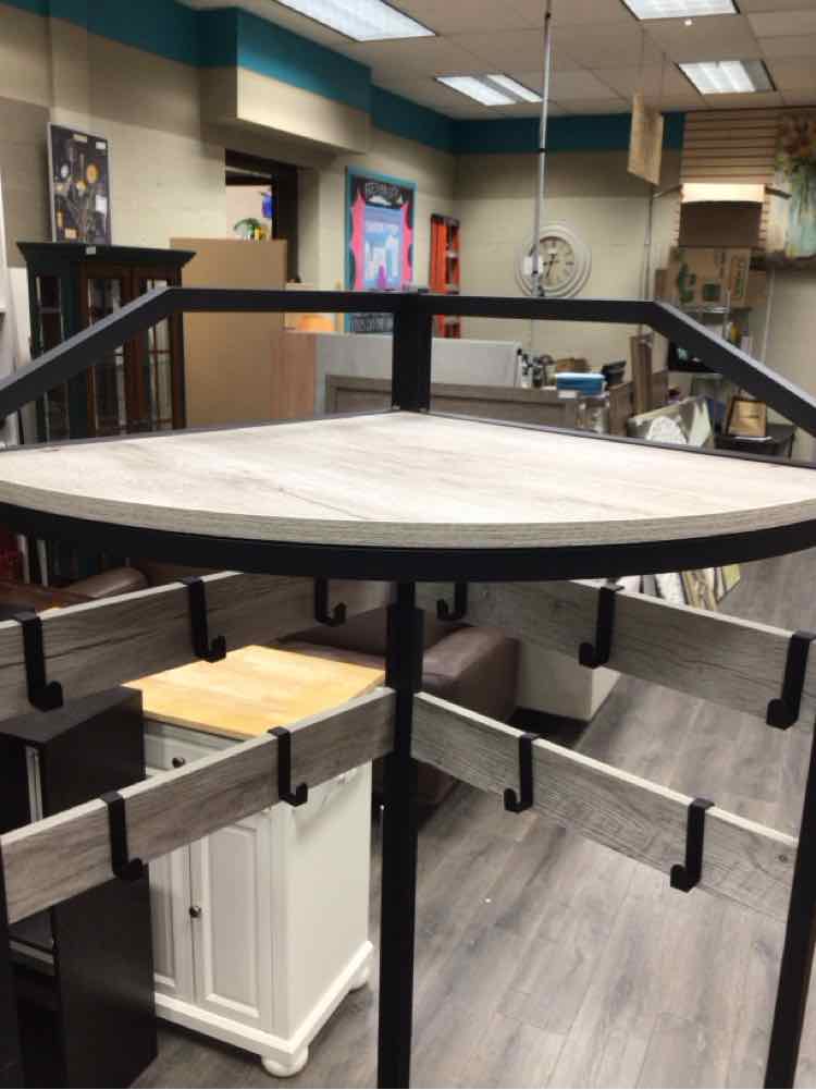 GREY CORNER COAT RACK WITH SHOE BENCH