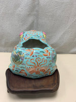 TEAL ASIAN DESIGN CERAMIC FROG ON WOOD STAND