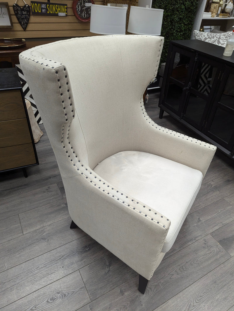 BEIGE WINGBACK ARMCHAIR