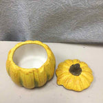 SMALL CERAMIC YELLOW PUMPKIN W/LID