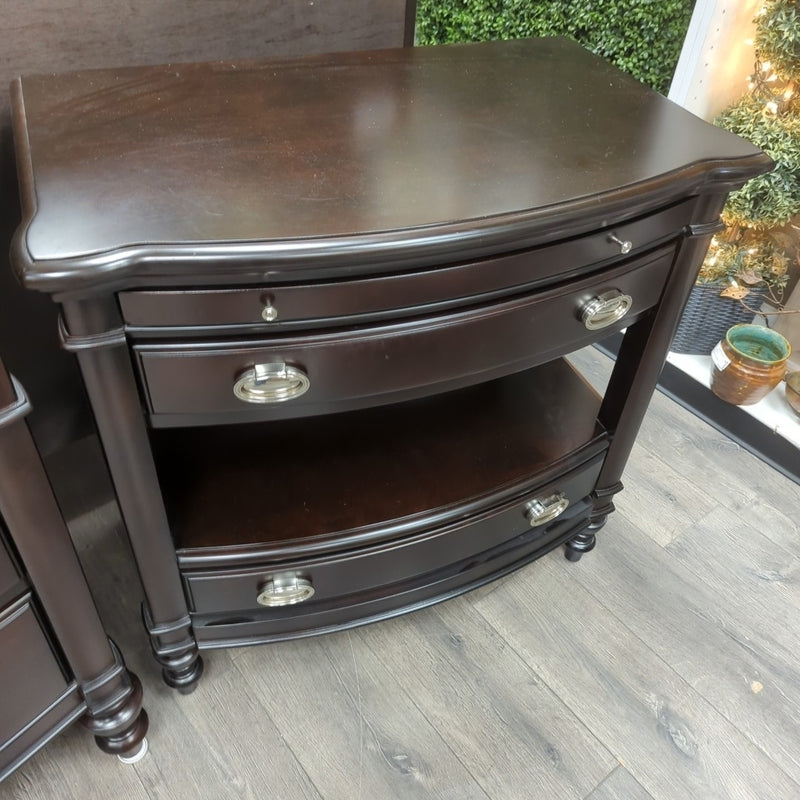 DARK WOOD 2 TIER 2 DRAWER NIGHTSTAND