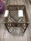 GLASS TOP RATTAN END TABLE