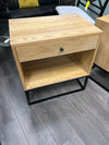 BLONDE WOOD METAL NIGHTSTAND