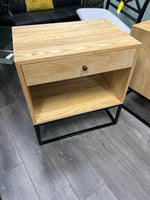 BLONDE WOOD METAL NIGHTSTAND