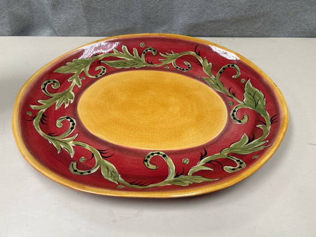 RED GREEN CERAMIC SERVING PLATE