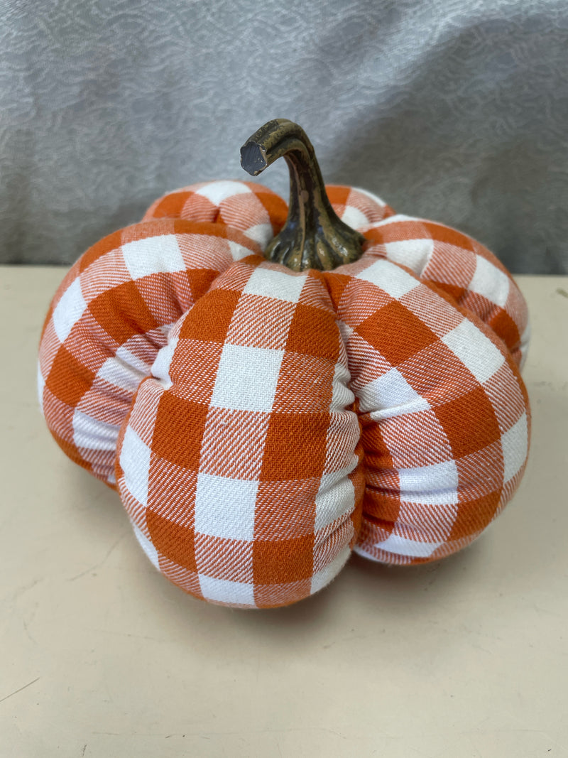 ORANGE WHITE PLAID CLOTH PUMPKIN