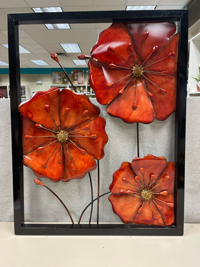 RED METAL FLORAL PIC
