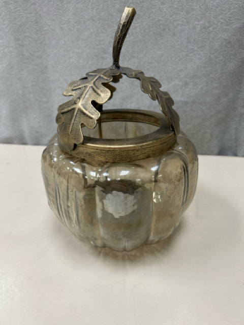 GLASS ACORN BOWL W/GOLD